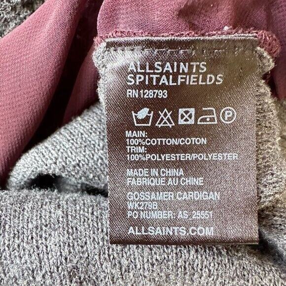 All Saints Spitalfields Knit Cardigan Sweater Button Front Crew Neck Long Sleeve - Picture 9 of 10